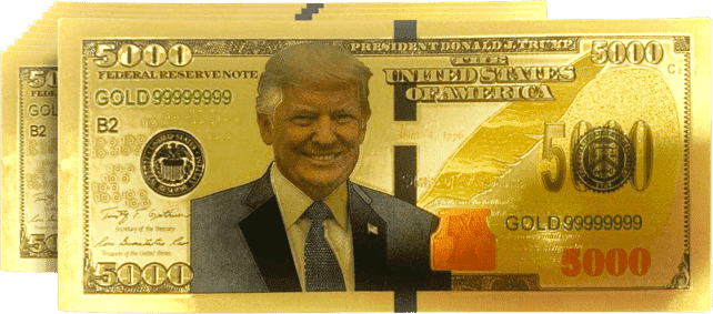 10PC President Donald Trump Colorized $5000 Dollar Bill Gold Foil Banknote