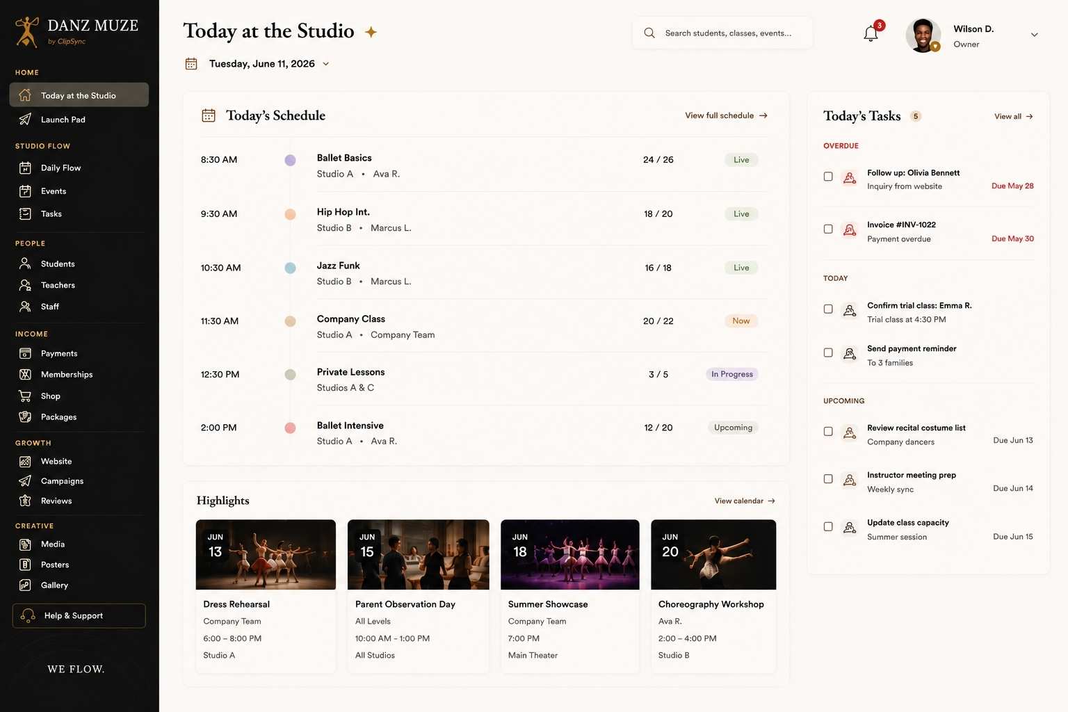 Danz Muze Operations Dashboard