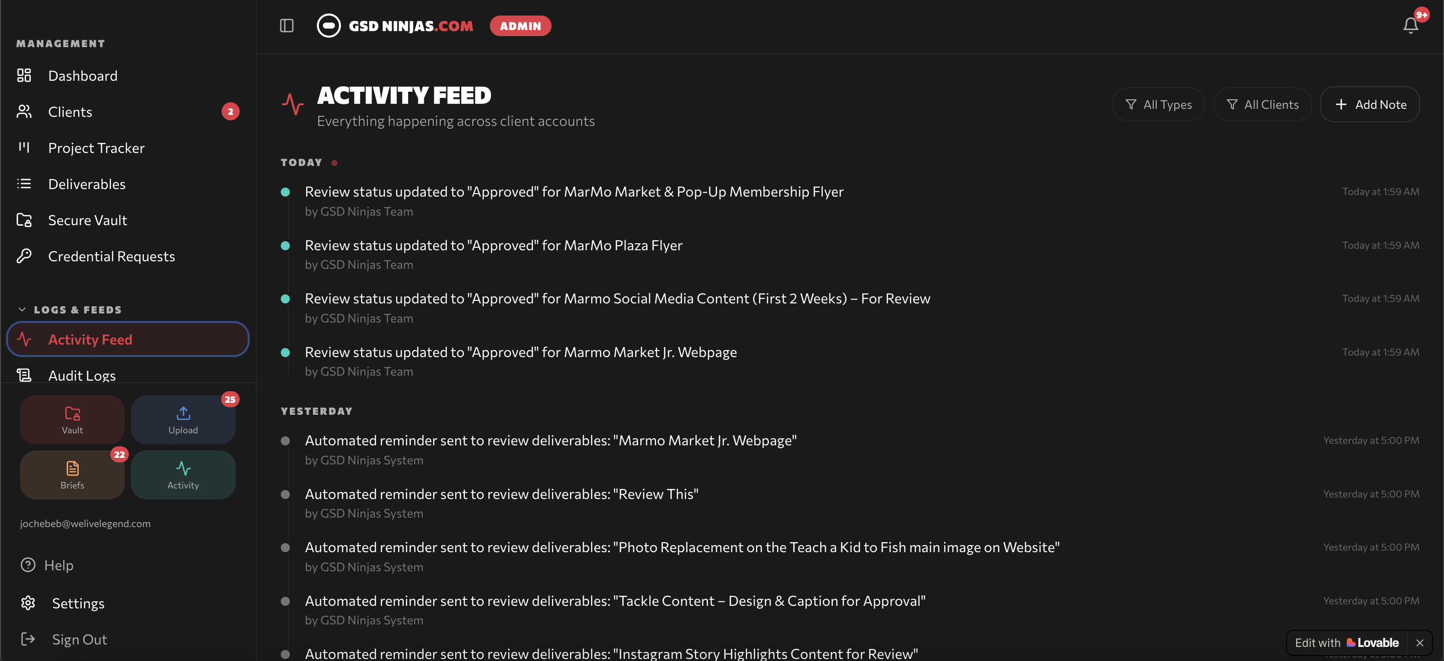 Activity feed