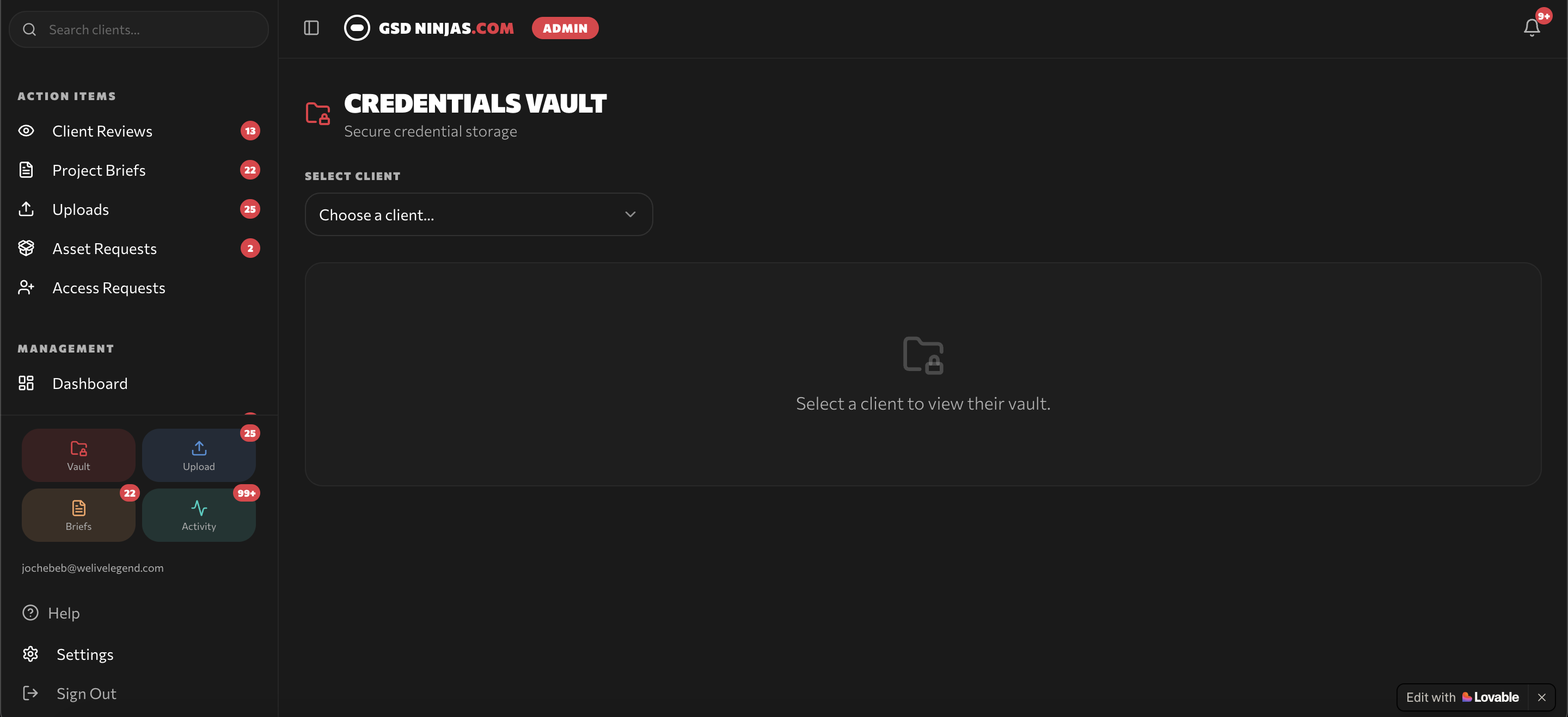 Credentials vault