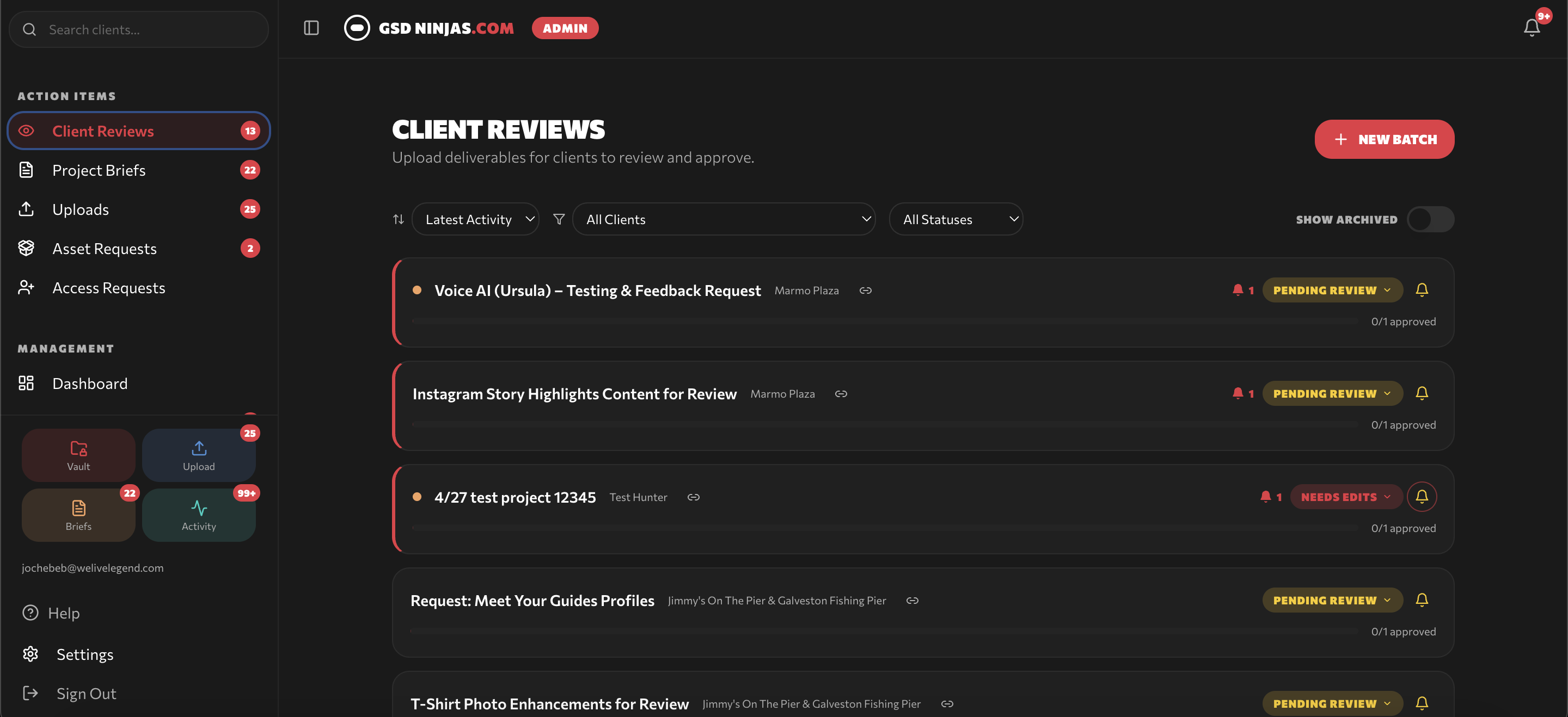 Client review and approvals