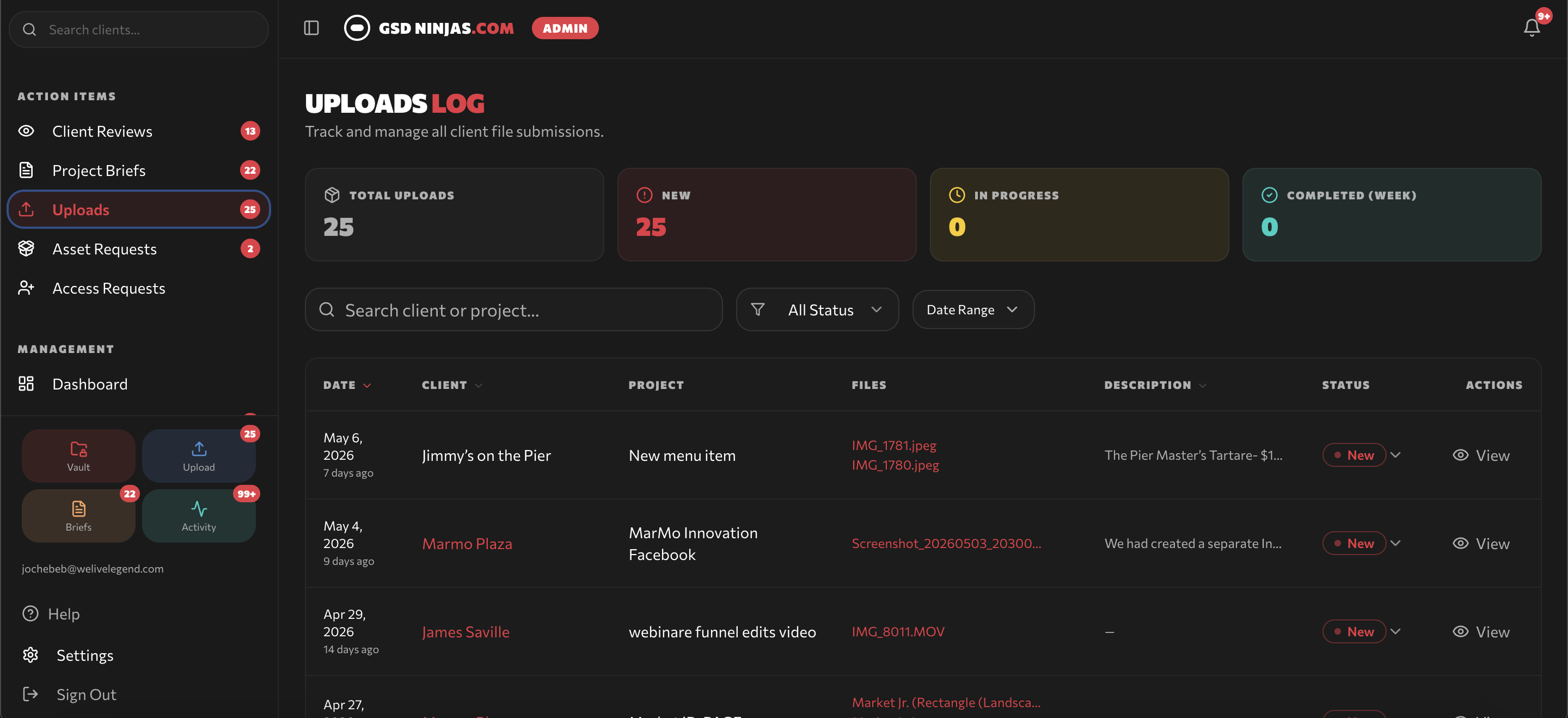 Upload logs