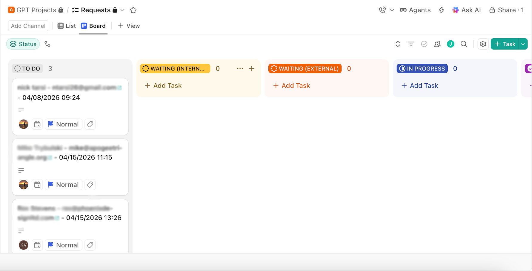 ClickUp card detail showing structured fields and attachments