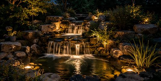 Underwater & Accent Lighting for Ponds and Falls — Eco IGS outdoor lighting, Lake Norman NC
