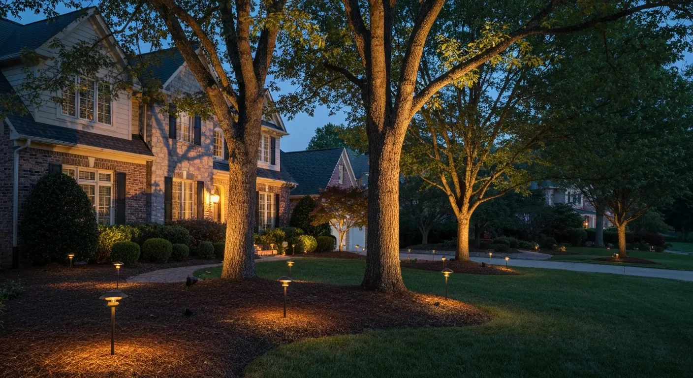 Outdoor landscape lighting installation