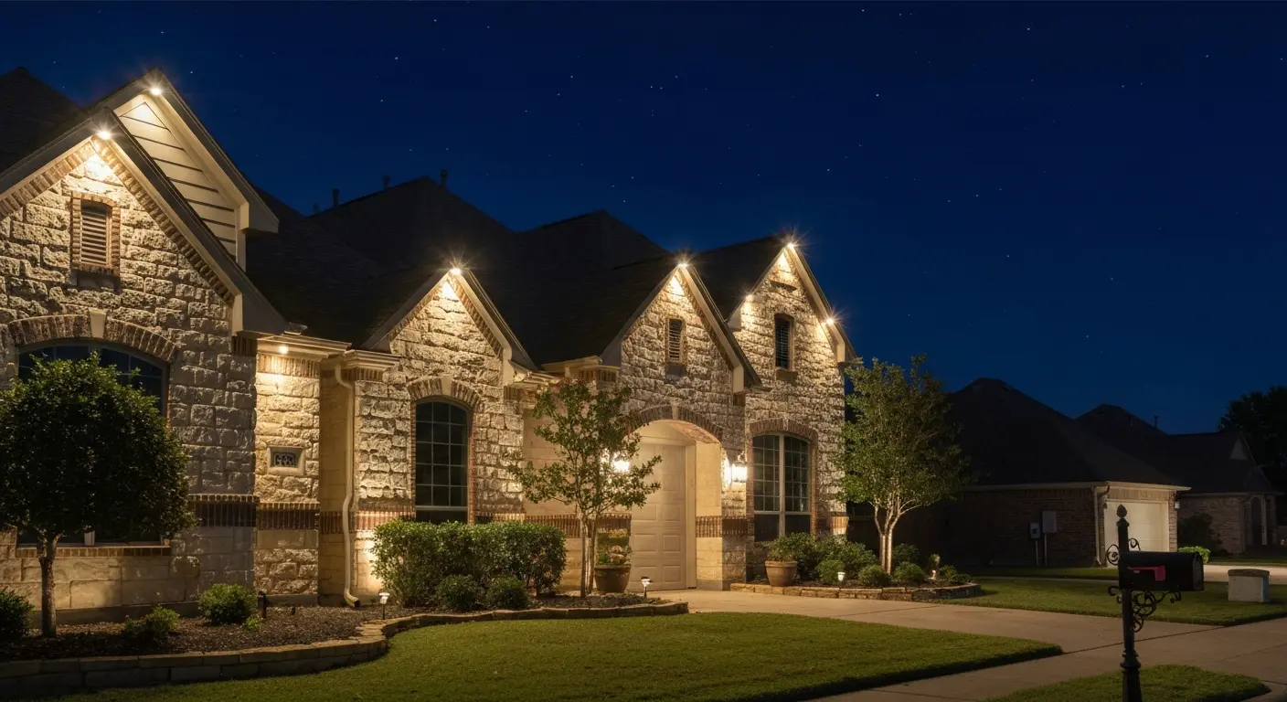 Architectural accent lighting on home exterior