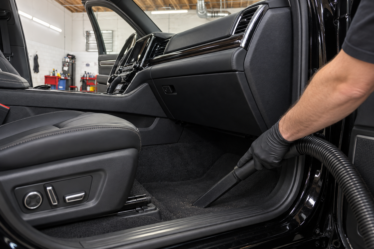 Deep vacuuming of a vehicle interior