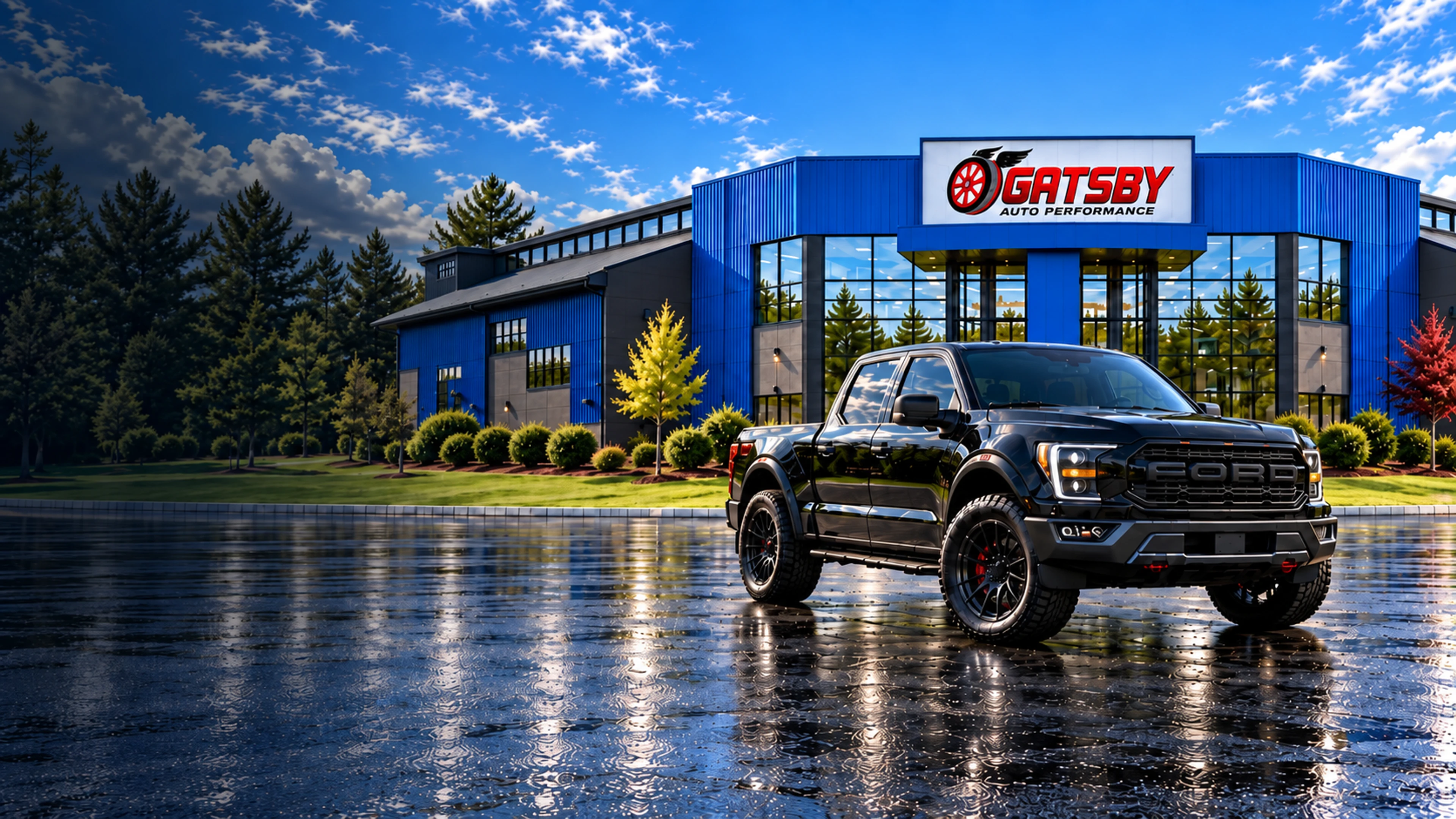 Gatsby Auto Performance shop with a black truck