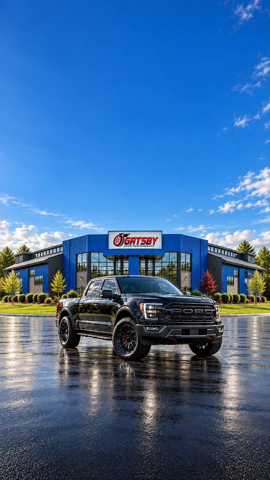 Gatsby Auto Performance shop with a black truck