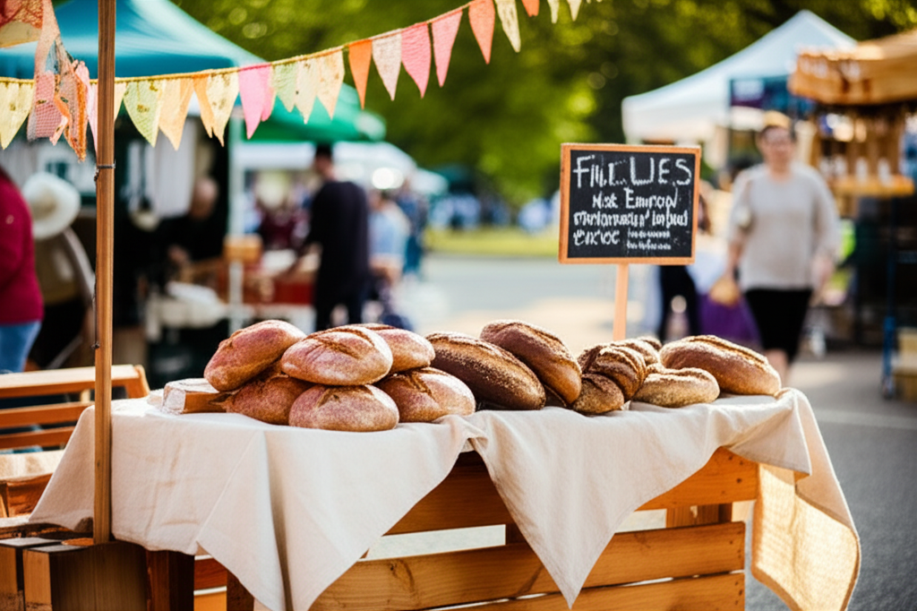 Tikvah Rising Bakehouse booth at the farmers market