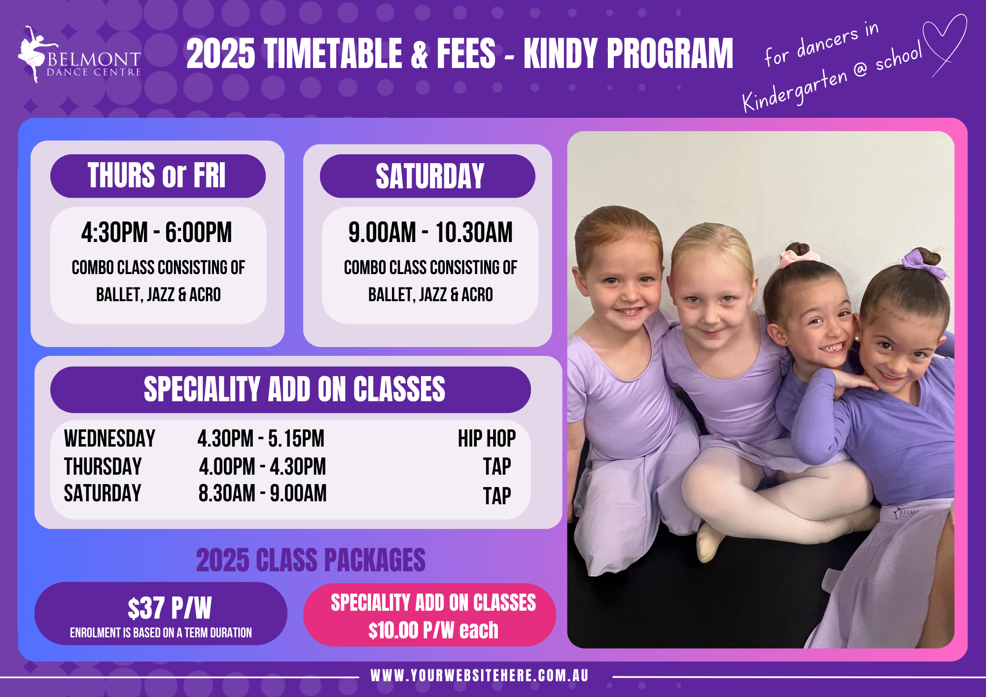 Group of joyful little girls dancing together at Belmont Dance Centre in Belmont, NSW. Experience the happiness and camaraderie of dance with friends in our welcoming dance community!