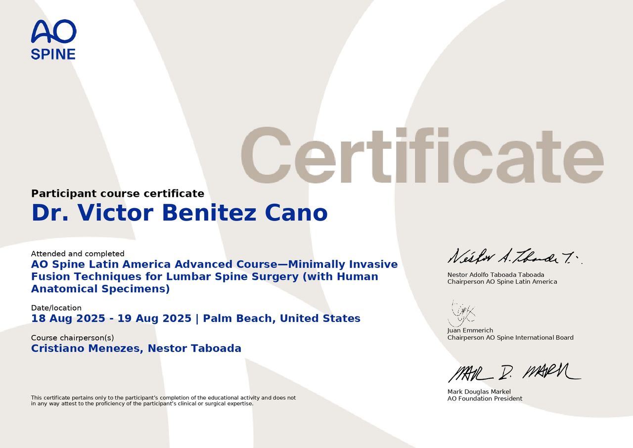 Certificado AO Spine Palm Beach 2025