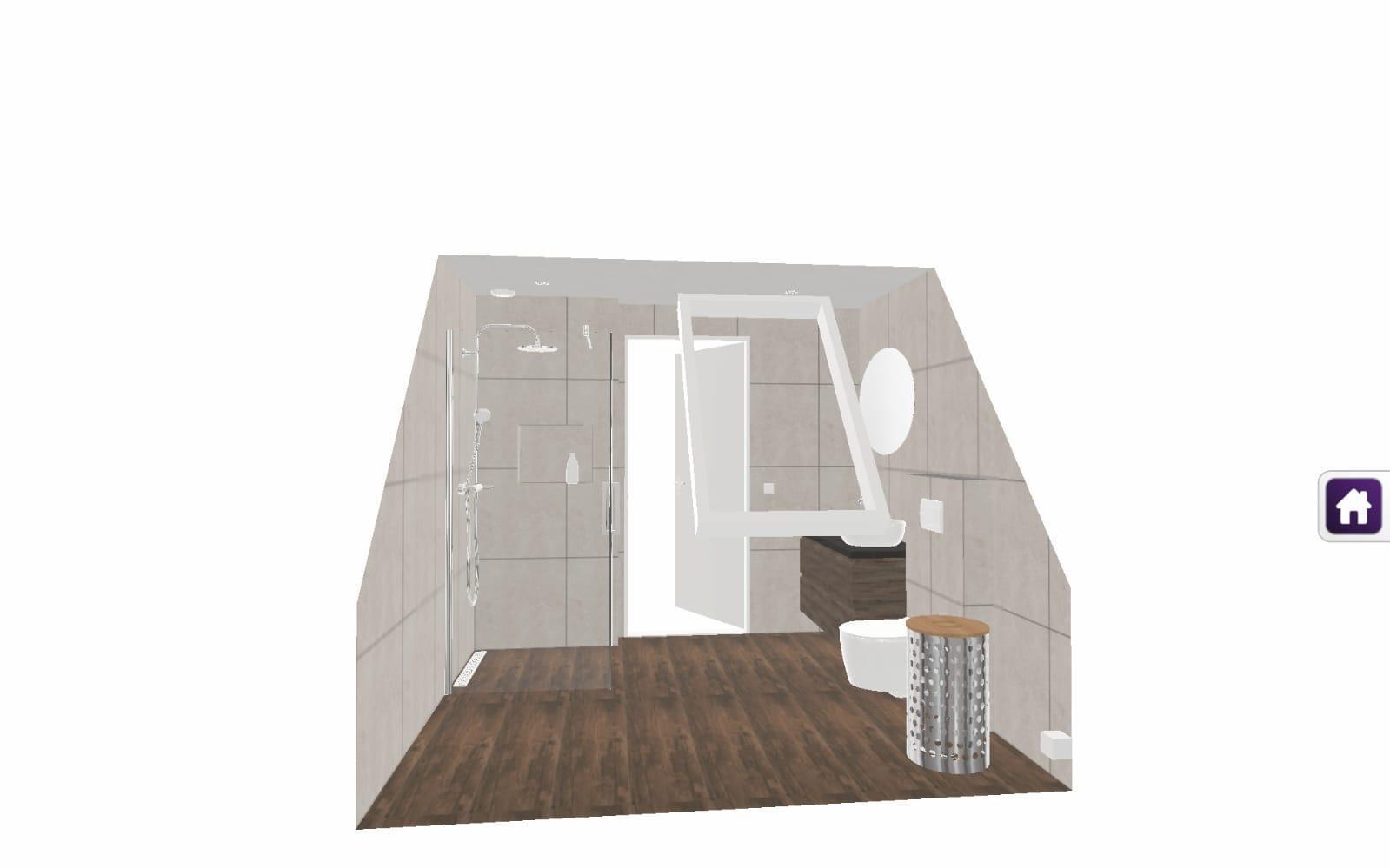 Schets van de badkamerindeling voor de renovatie in Heerde