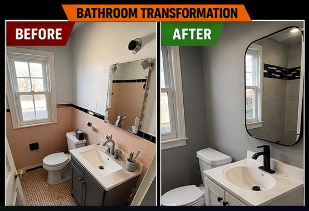 CJV Construction bathroom before and after remodel