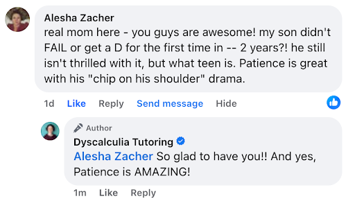 Facebook comment from Alesha Zacher