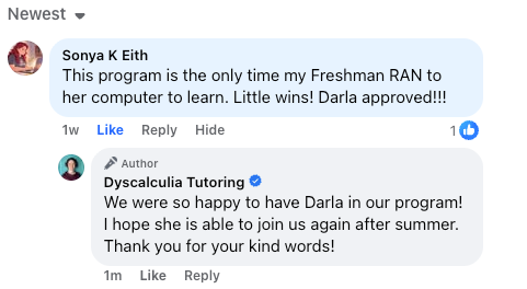 Facebook comment from Sonya K Eith