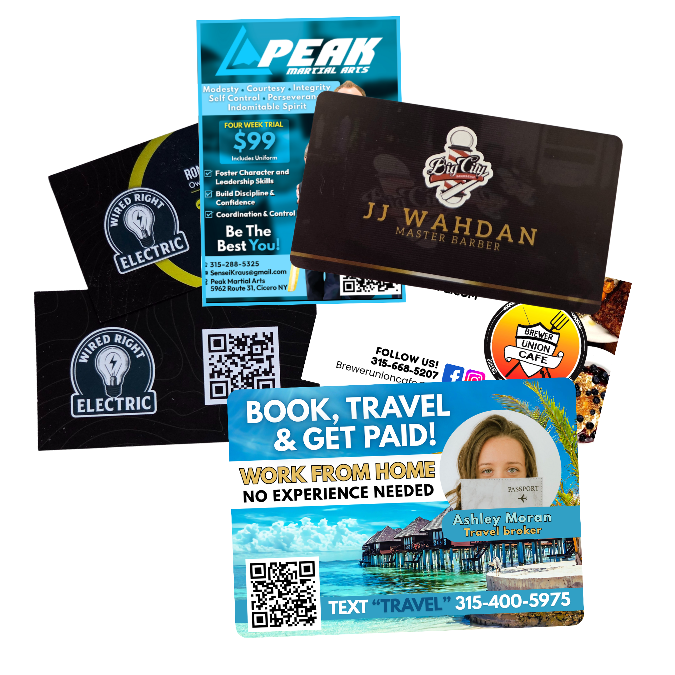 Print shop products, business cards, banners, yard signs, and flyers