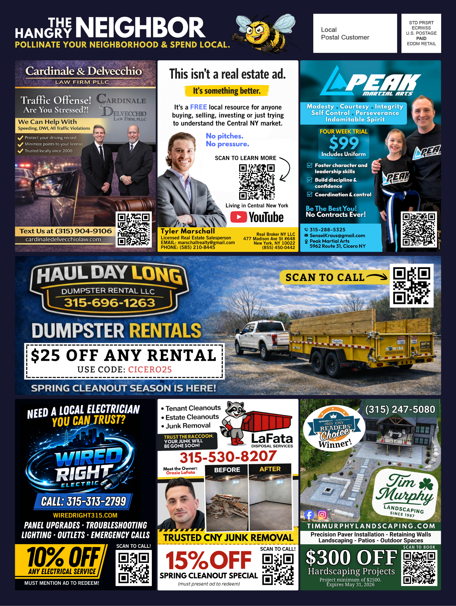 Back of The Hangry Neighbor Cicero April 30 postcard