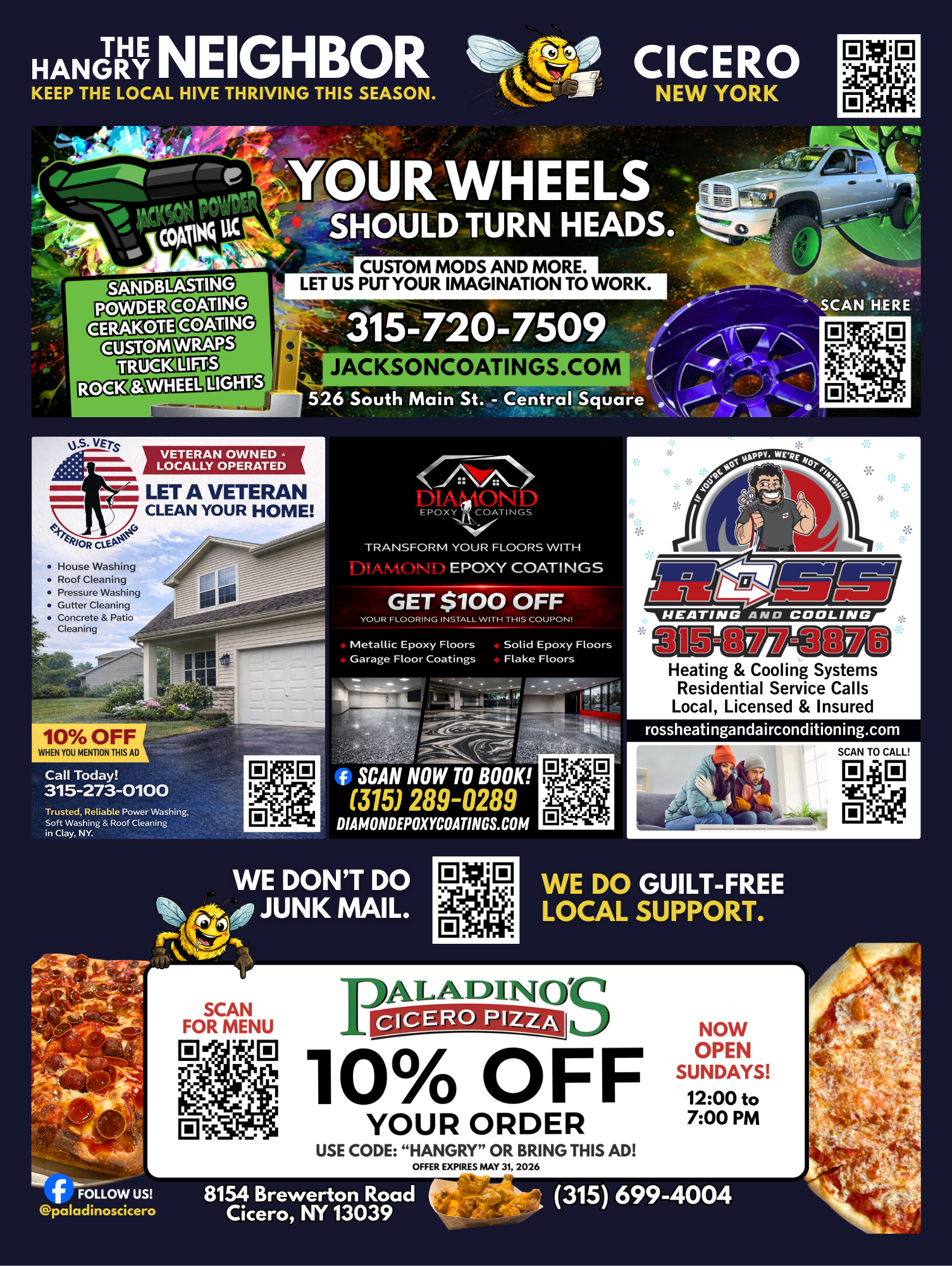 Front of The Hangry Neighbor Cicero April 30 postcard