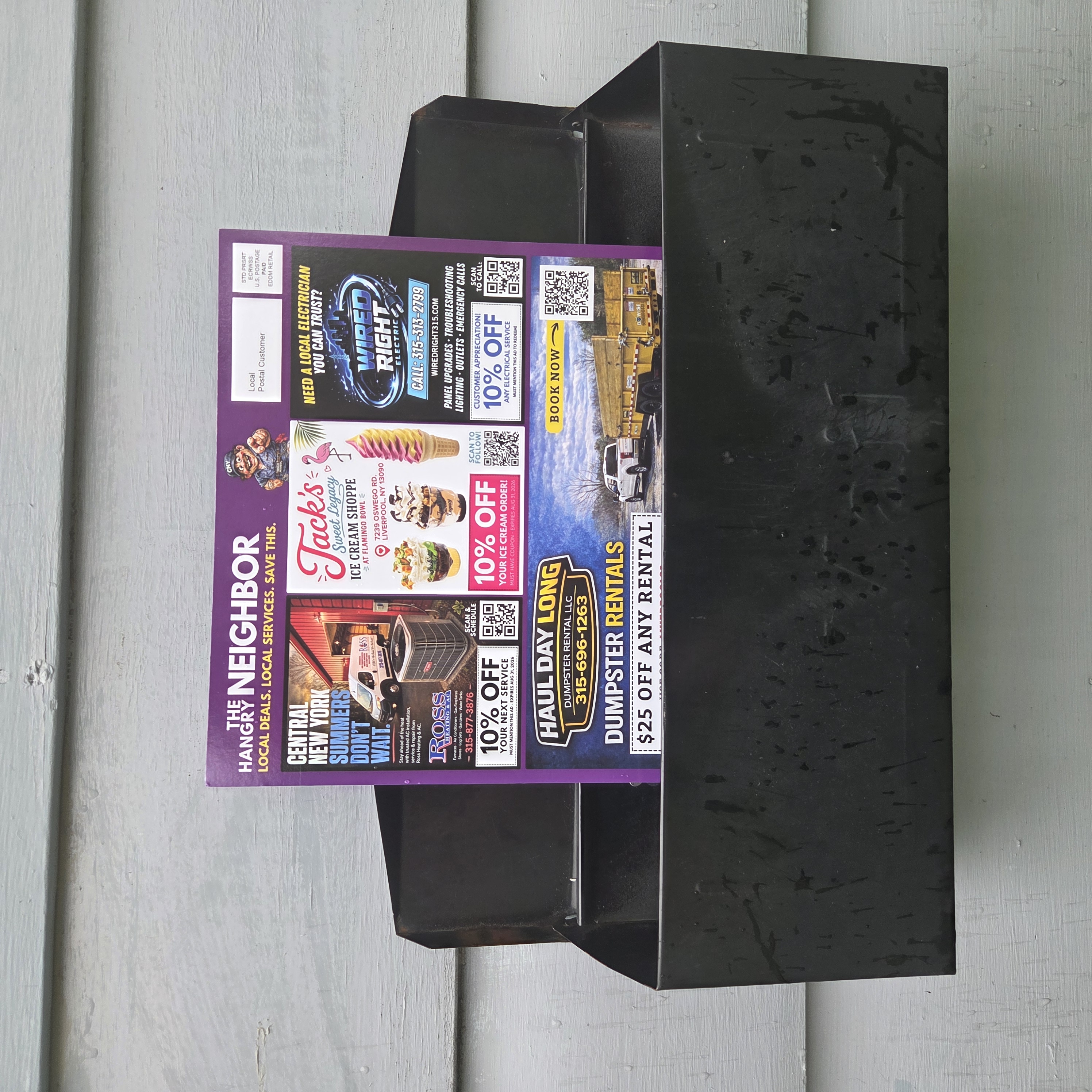 Liverpool July 2026 Hangry Neighbor postcard in a neighborhood mailbox