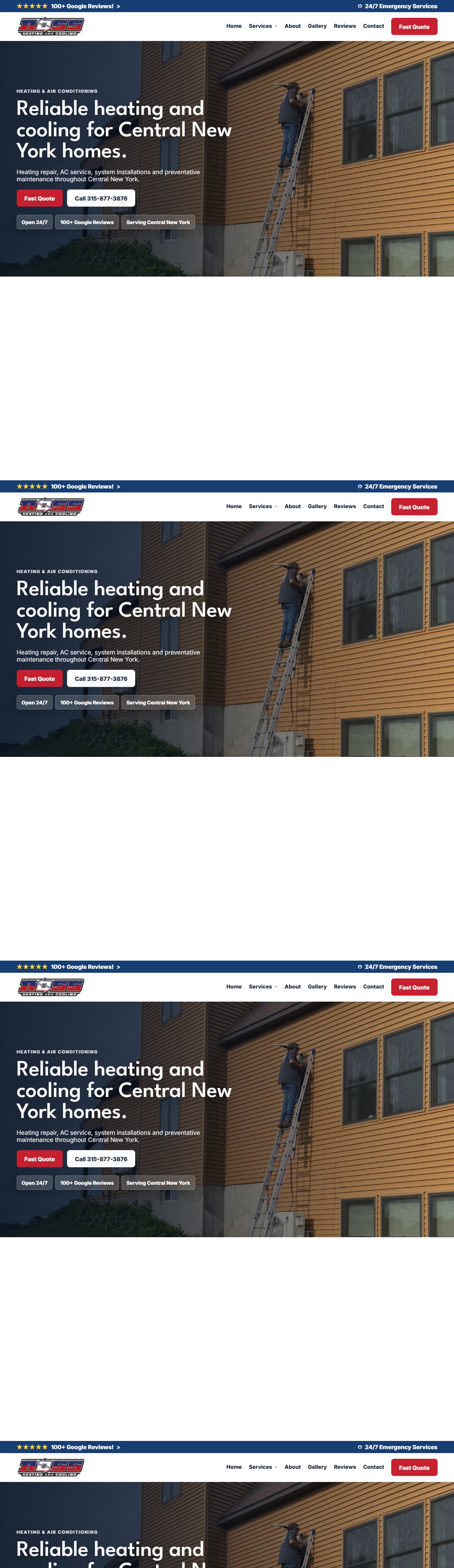 Ross Heating and Air Conditioning homepage design