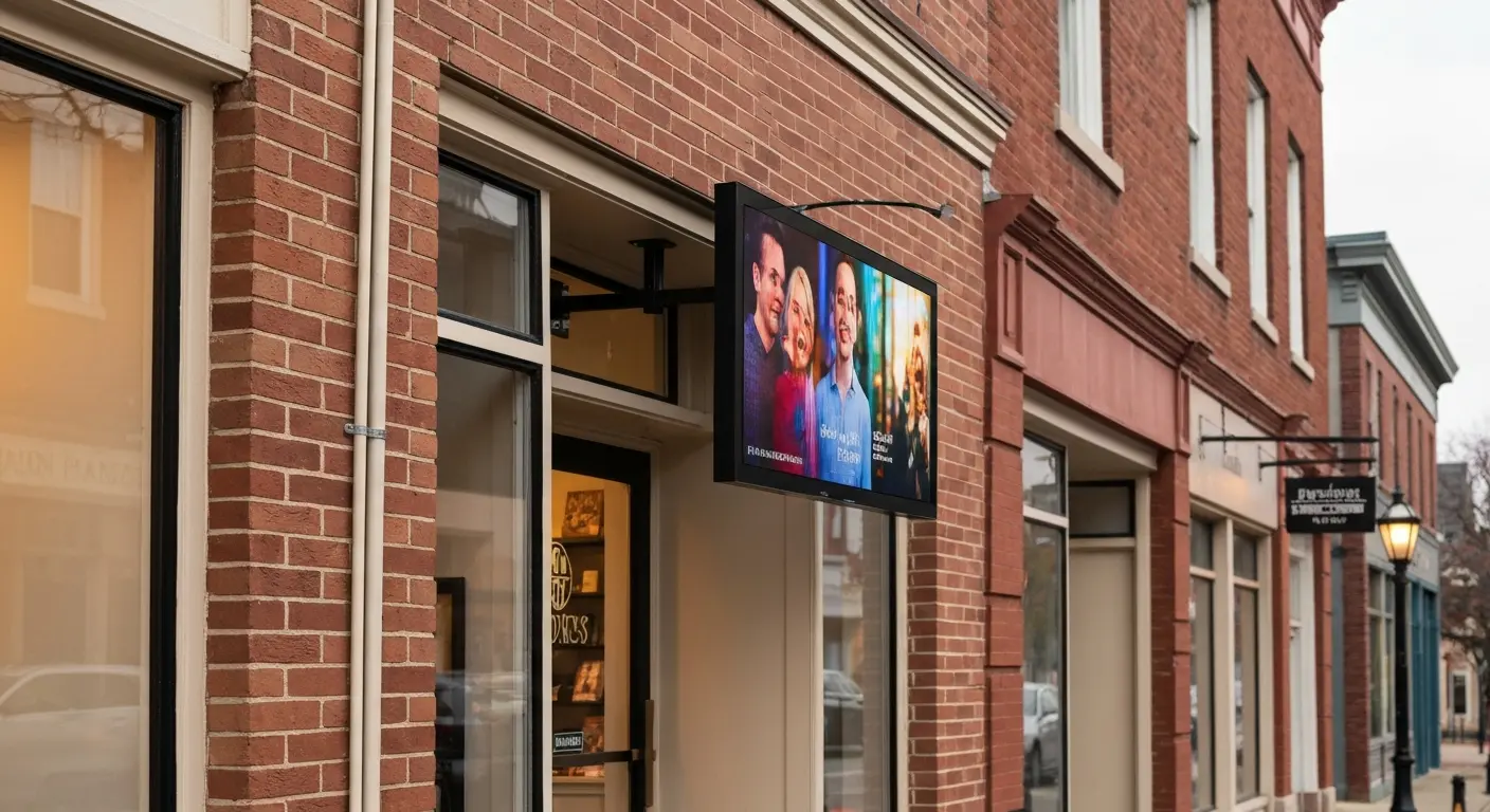 Digital signage display in retail storefront