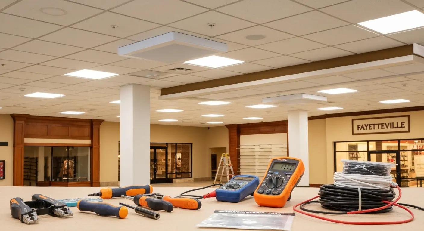 Retail store audio sound masking installation