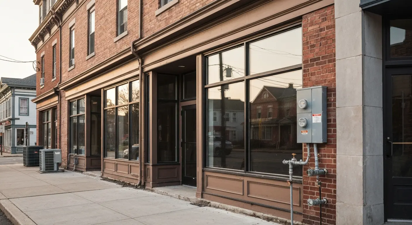 Downtown Manchester storefront or commercial building exterior