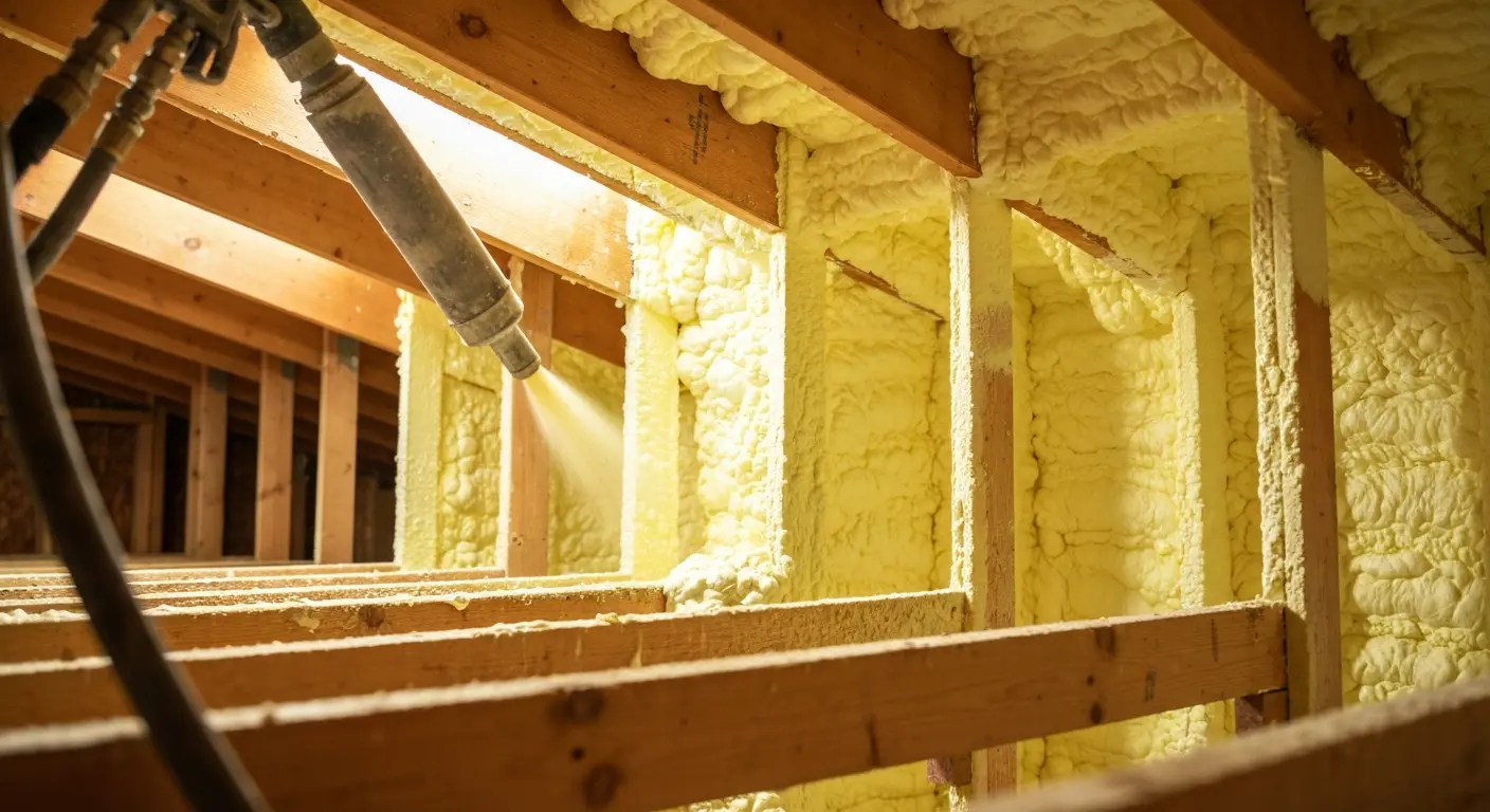 Spray foam insulation in attic