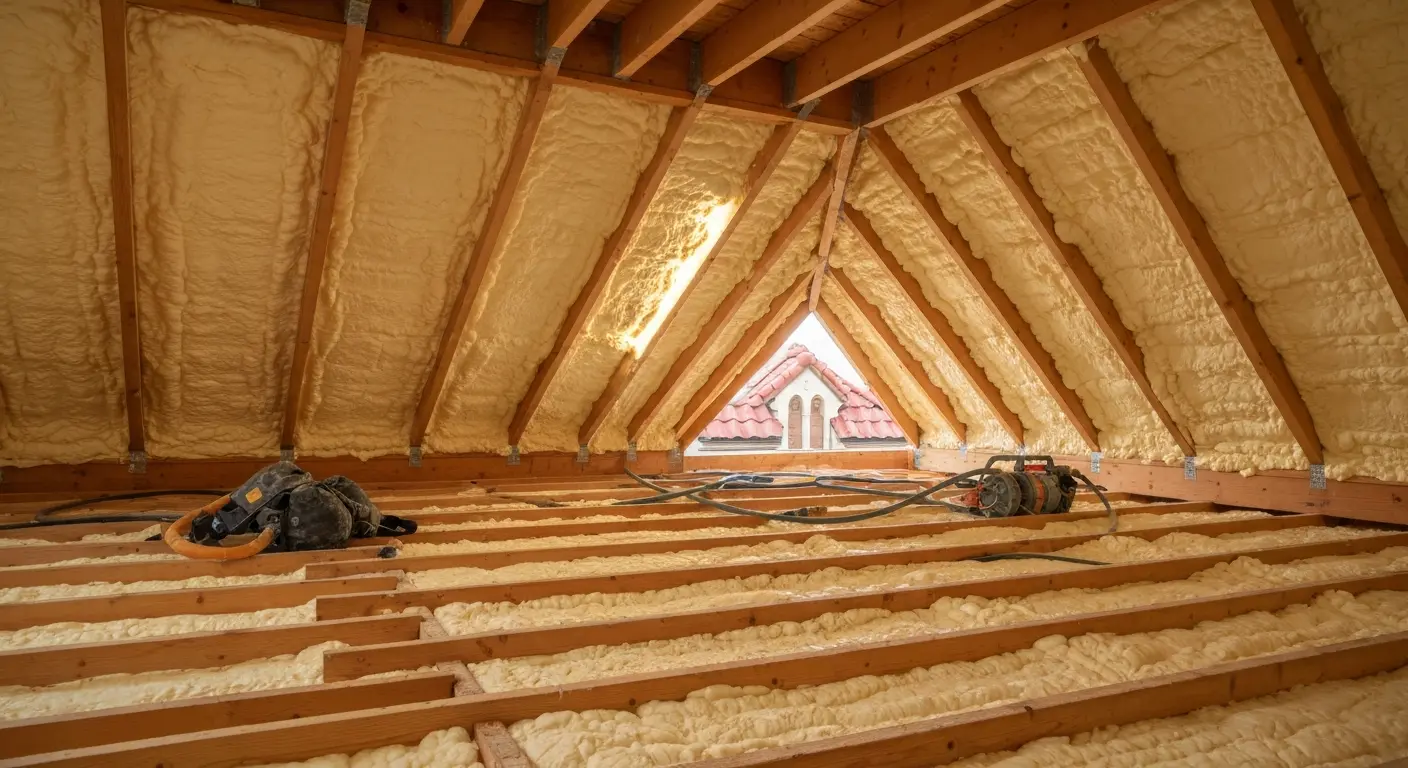 Spray foam attic insulation
