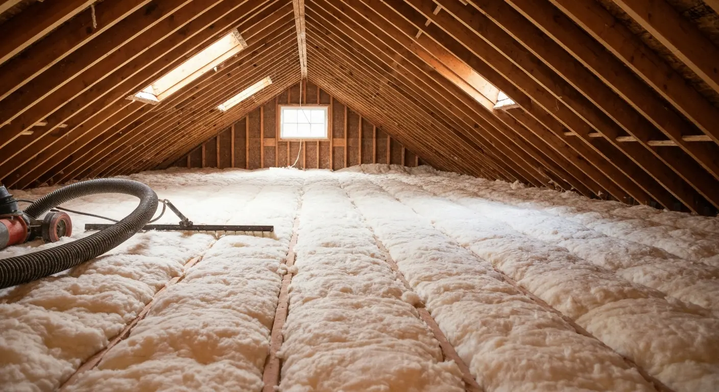 Blown-in attic insulation