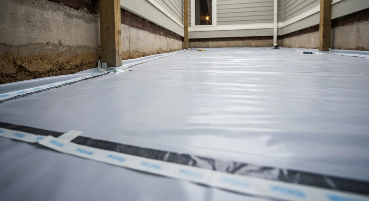 Crawl space vapor barrier installation