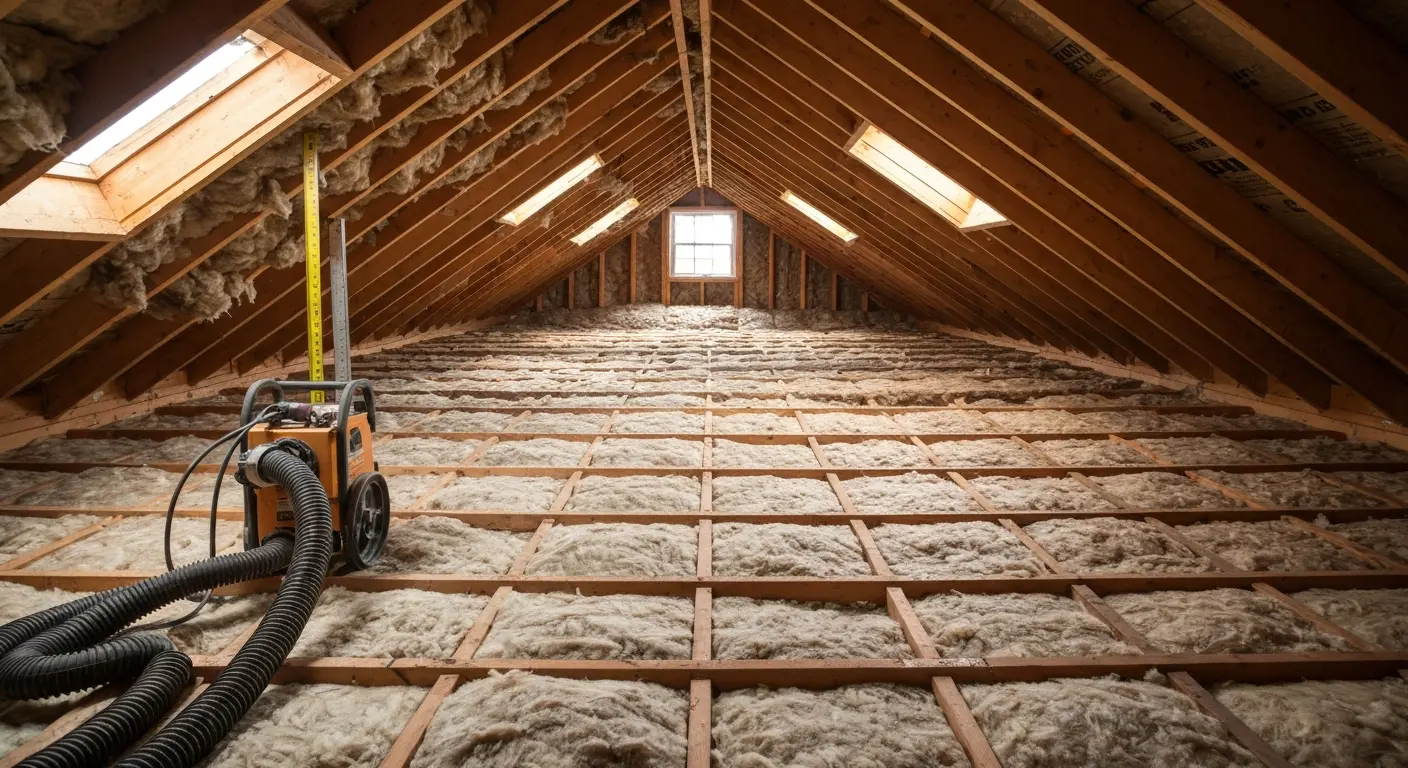 Insulation top-off service in attic