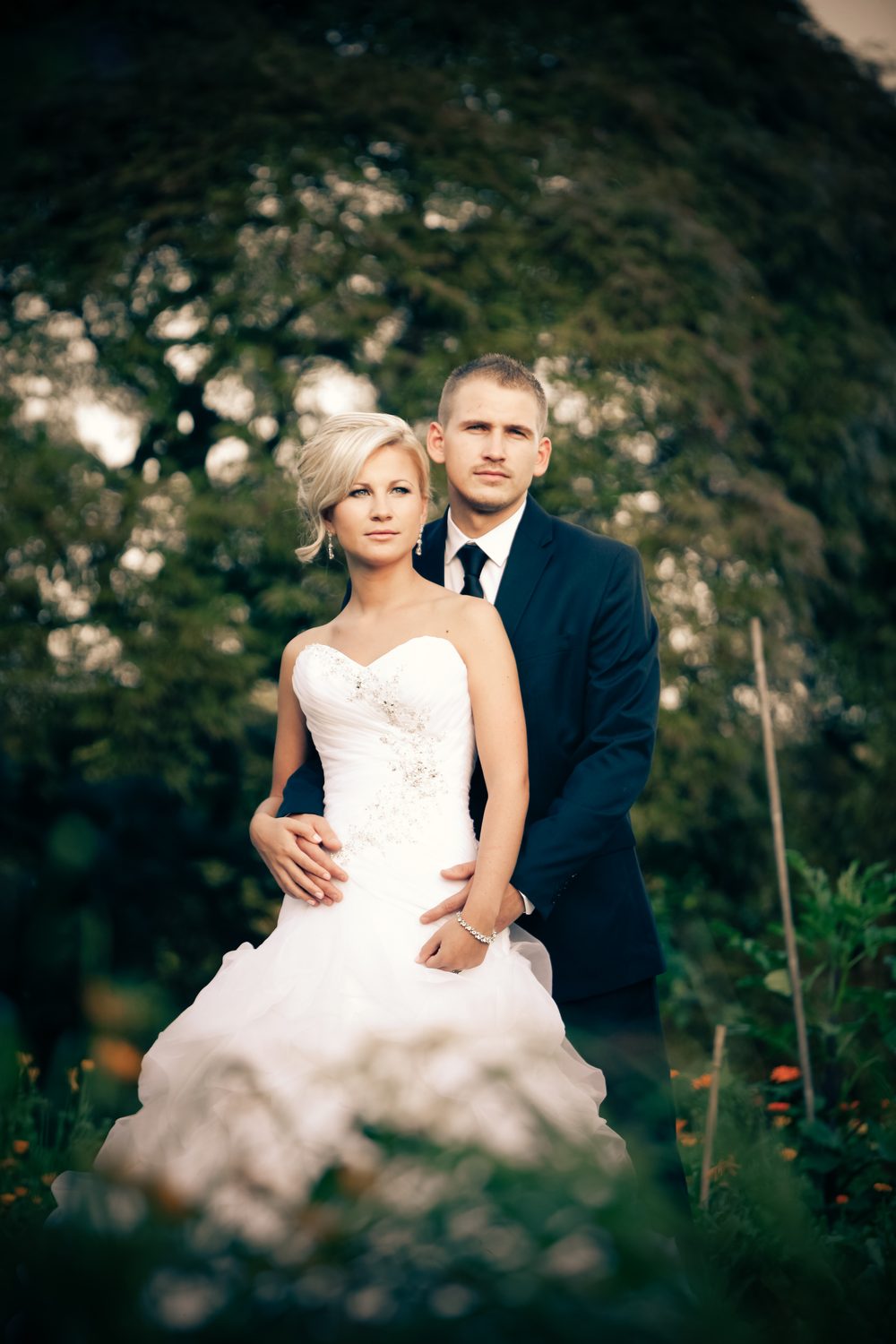 Bride having makeup applied