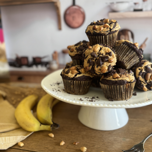 Muffins choco banane cacahuète