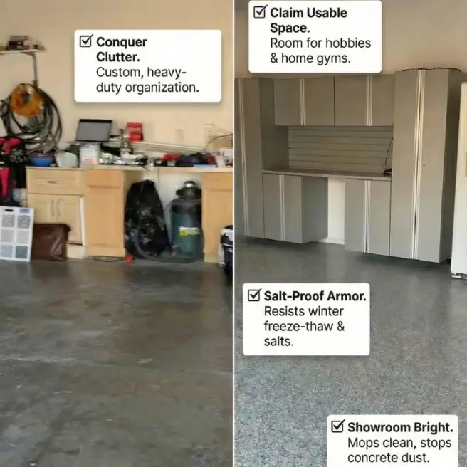 Winter-Rated Garage Floor Before and After