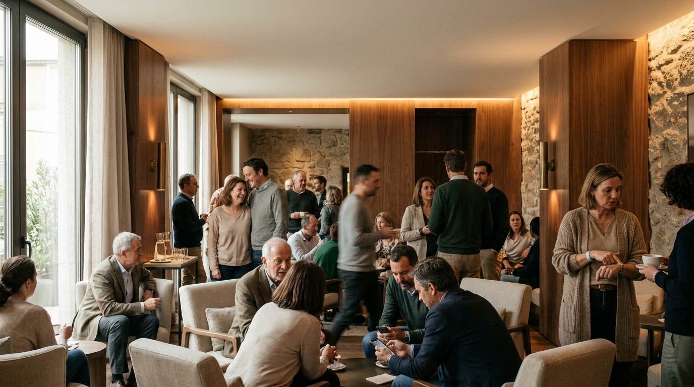 Personas reunidas en un espacio de bienestar