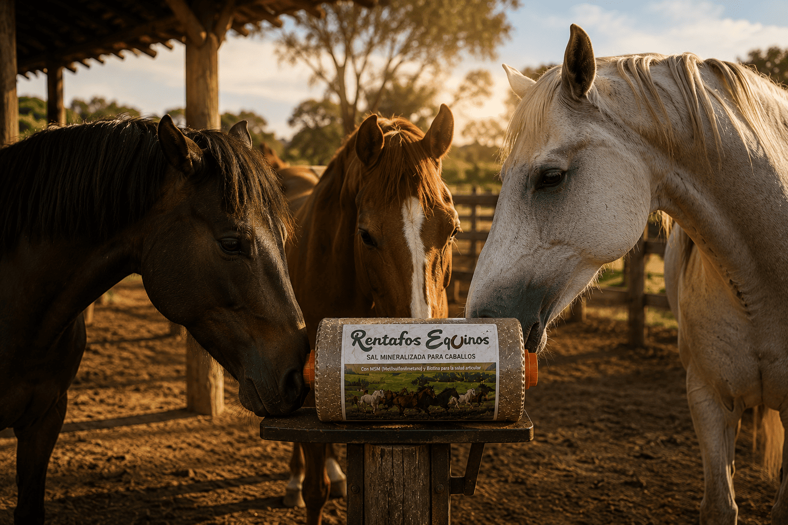 Caballos consumiendo Rentafos Equinos en el potrero
