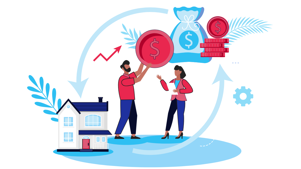 Illustration representing home loan refinancing to improve interest rates and cash flow