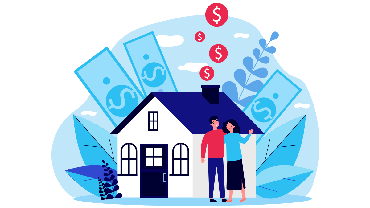 Illustration representing construction loan finance for building or renovating a property