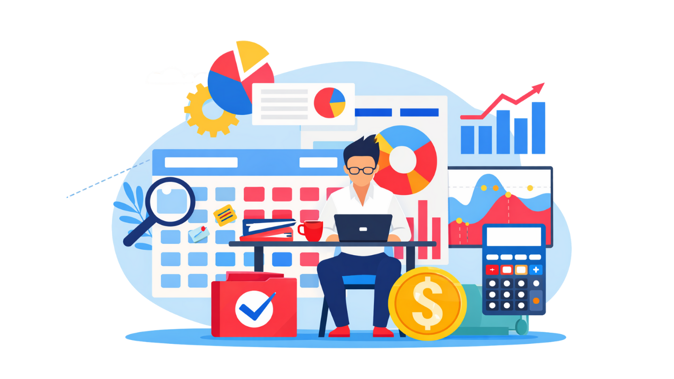 Illustration of financial advisors meeting with a client to provide investment loan guidance and advice.