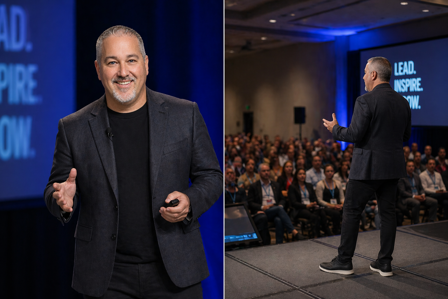Keith Rainville speaking on stage — LEAD. INSPIRE. NOW.