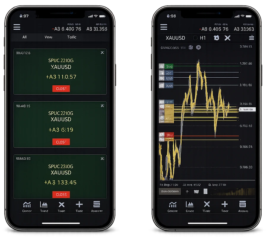 Buckshot Rapid trades and chart on mobile