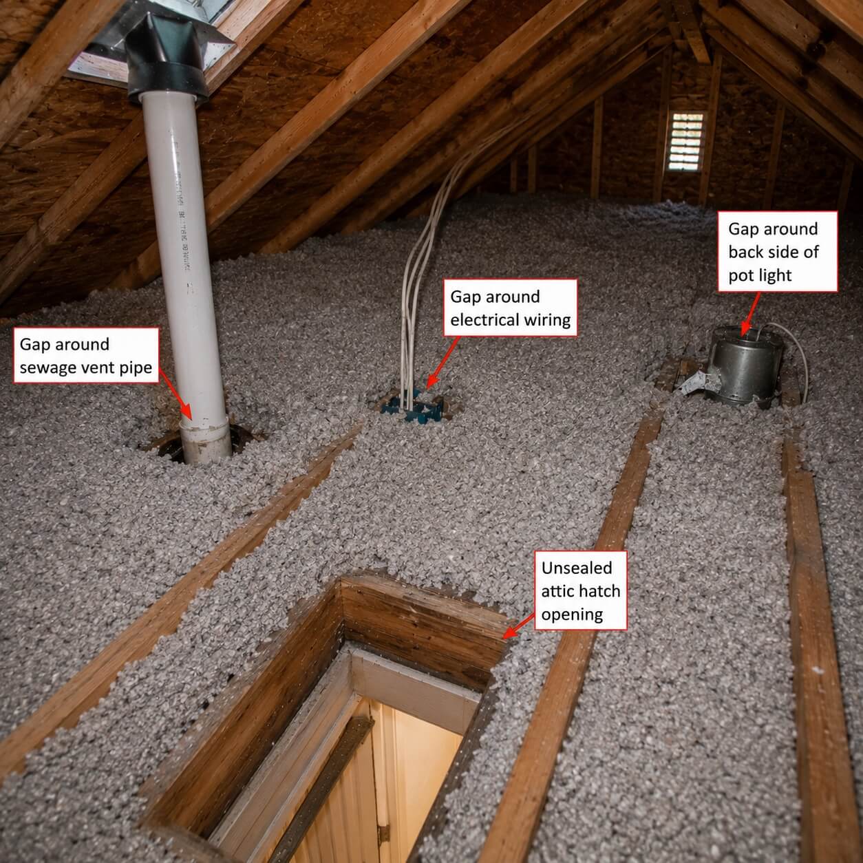 Gaps in attic insulation in Kingston Gaps in attic insulation in Kingston