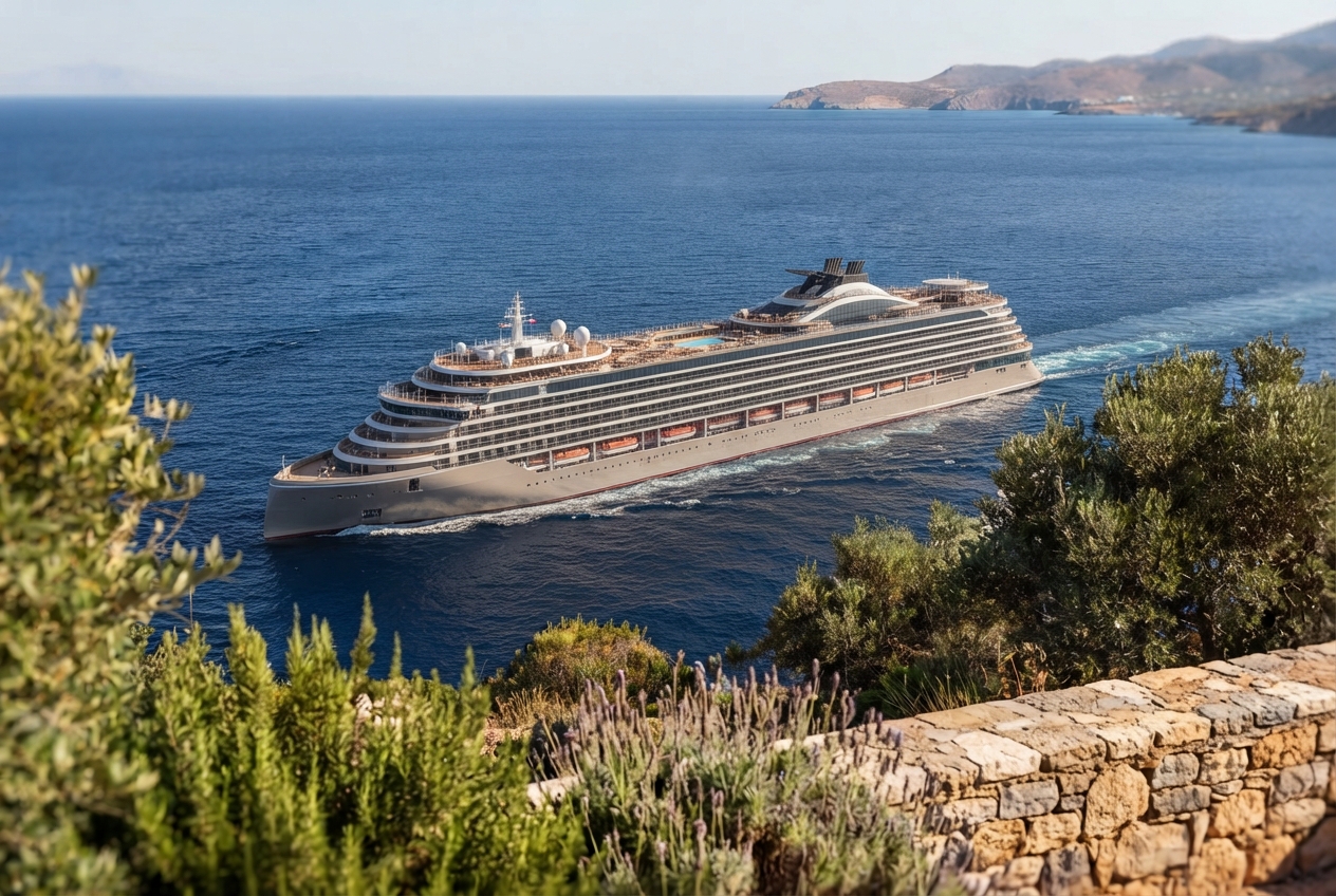 Crucero navegando por el Mediterráneo