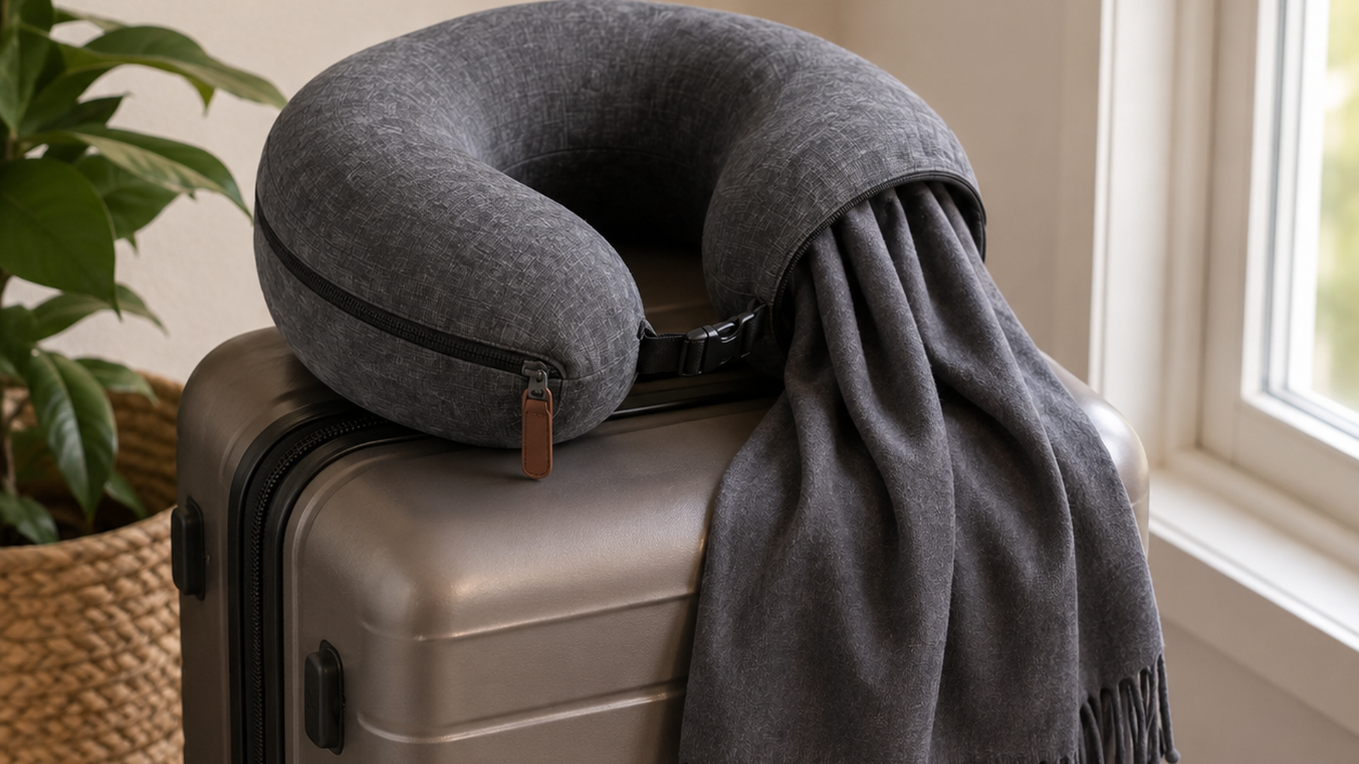 Schneck packed and ready to travel on a suitcase