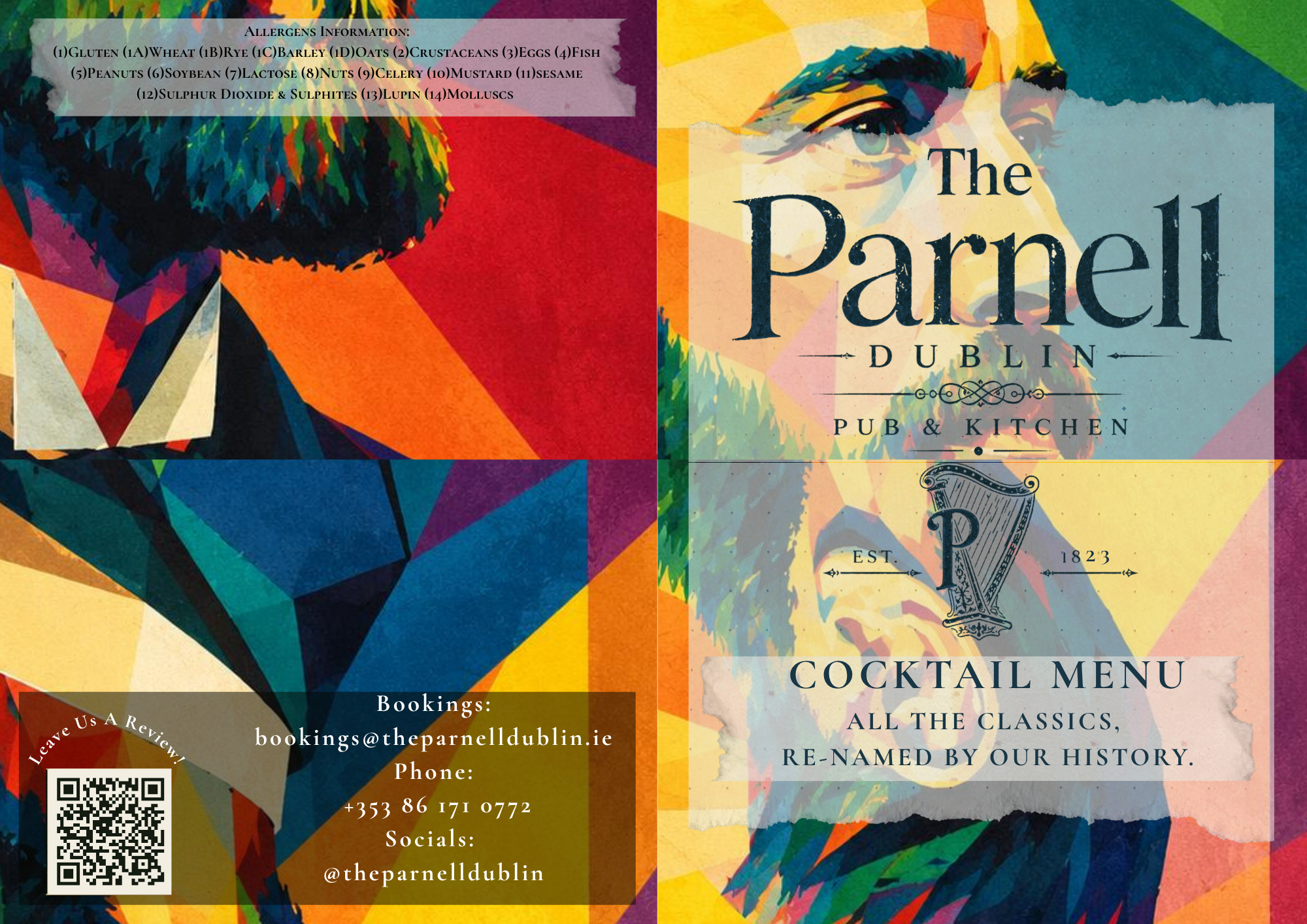 The Parnell Dublin Cocktail Menu — Cover