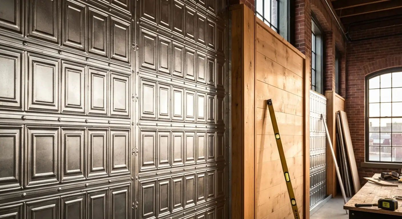 Tin wall paneling installation