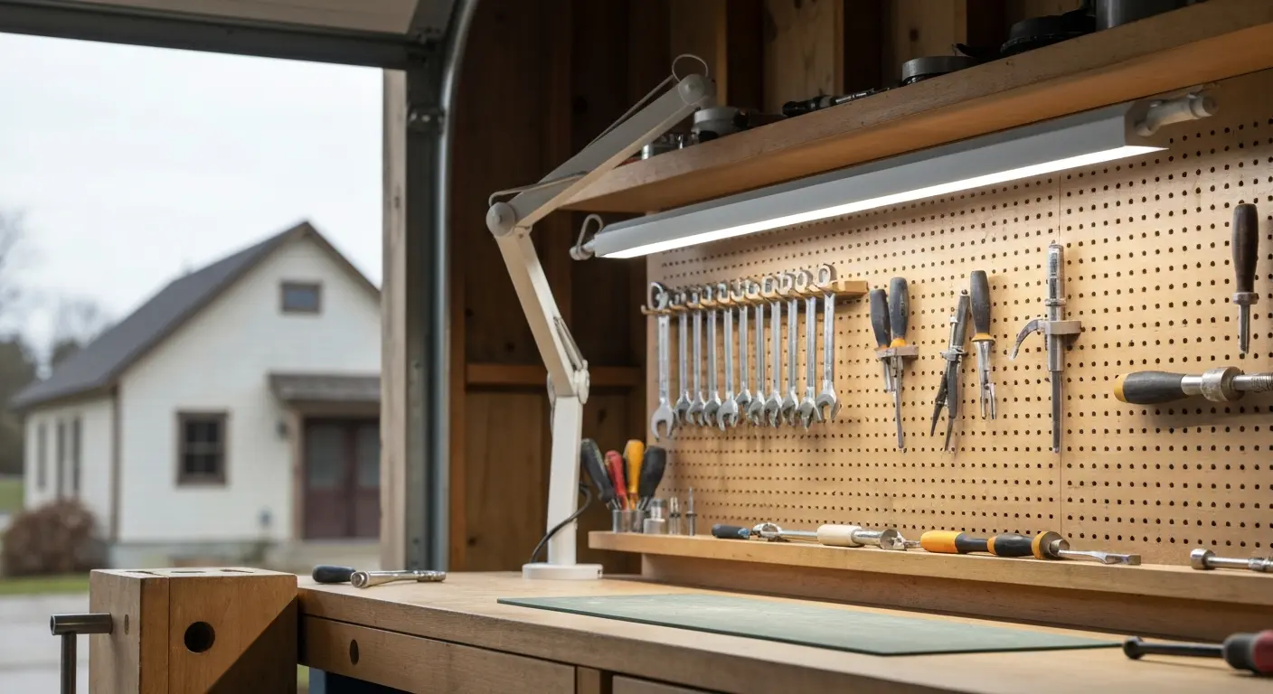 LED task lighting for garage workbench