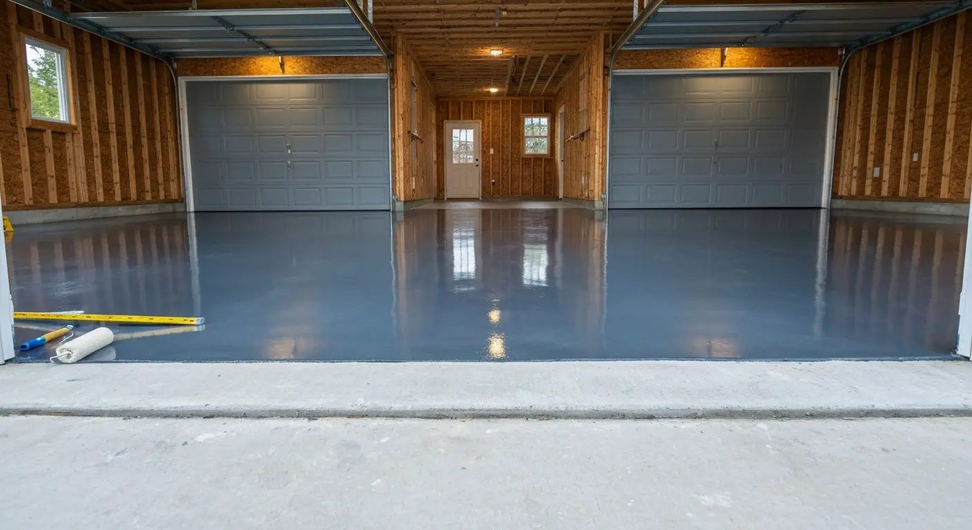 Epoxy floor coating in garage